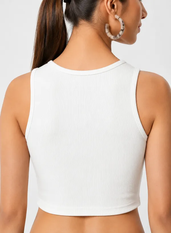 Zenavro_Women's_White_Ribbed_Crop_Tank_Top_|_Sleeveless_Round_Neck_Stretch_Crop_Top_|_Casual_Solid_Fitted_Summer_Top_for_Women_&_Girls