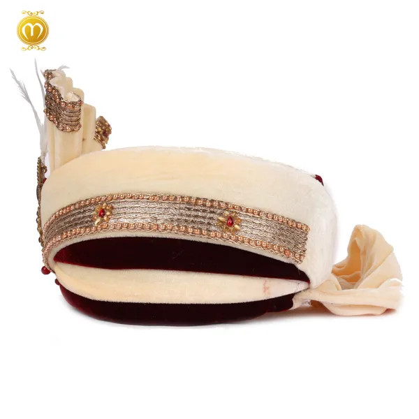 Pagdi_Velvet_Embellished_Wedding_Turban_Safa_With_Kalgi_For_Men