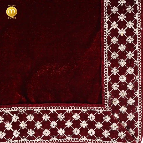 Maroon_Velvet_Pagdi_Dupatta__Embellished_Wedding_Turban_With_Stole_Set_For_Men