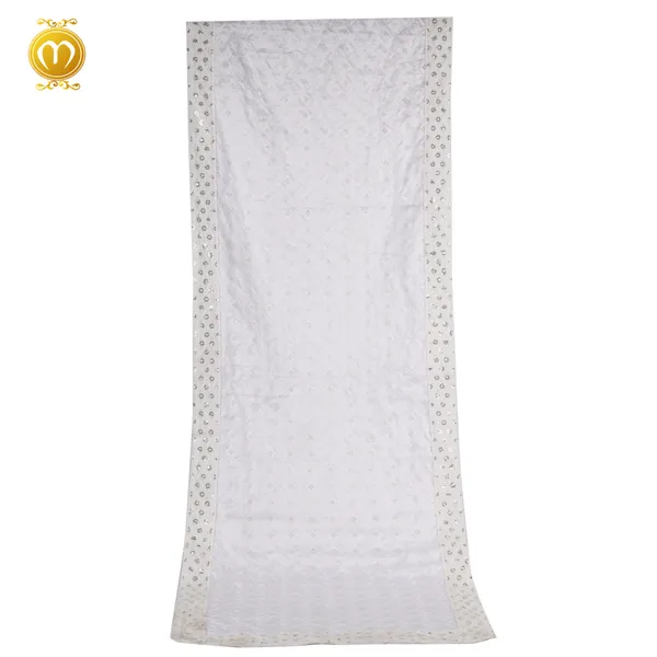 Pagdi_White_Chiffon_Chikankari_Embroidered_Wedding_Turban_With_Silver_Sequin_For_Men