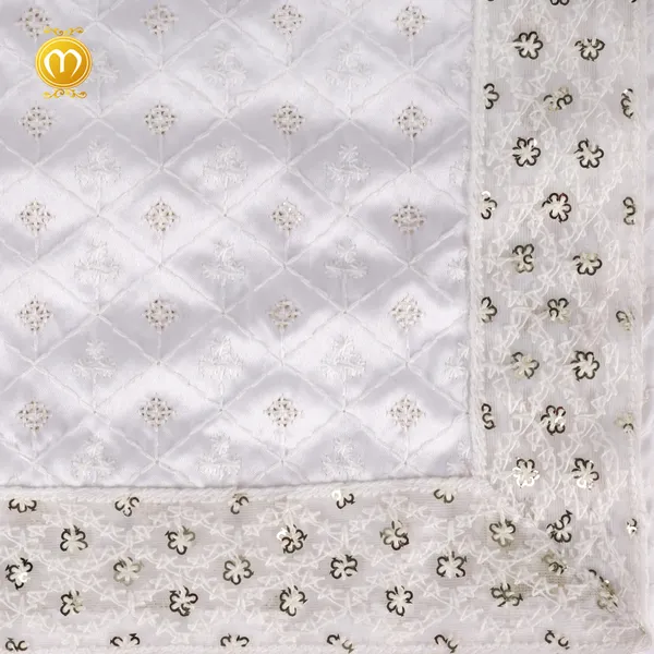 Pagdi_White_Chiffon_Chikankari_Embroidered_Wedding_Turban_With_Silver_Sequin_For_Men