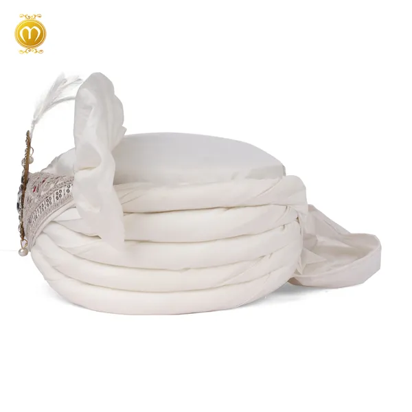 White_Pagdi_Dupatta_Set_Pearl_Crystal_Embellished_Wedding_Turban_For_Men