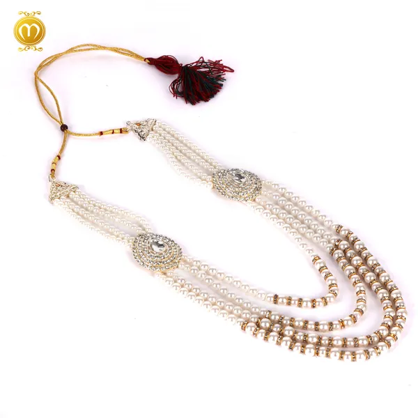 Mala_White_Pearl_Alloy_Multi_Strand_Necklace_For_Men