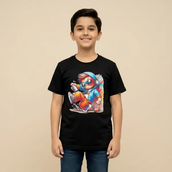 Black_100%_Cotton_Graphic_Dtf_Print_T_Shirt_For_Boys