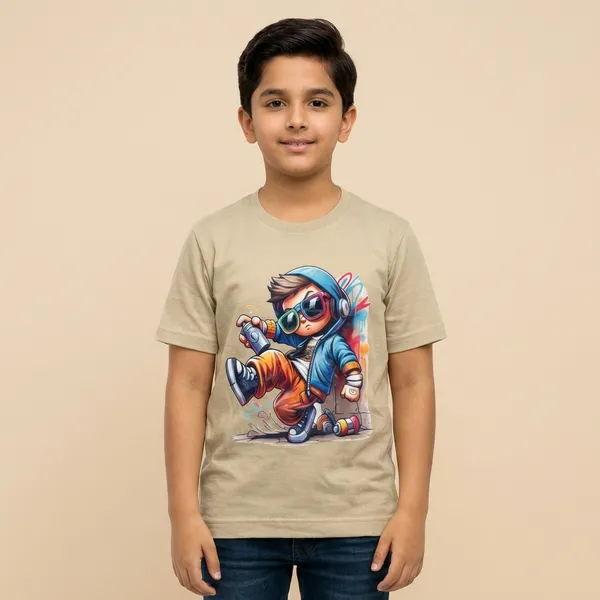 Beige_100%_Cotton_Graphic_Dtf_Print_T_Shirt_For_Boys