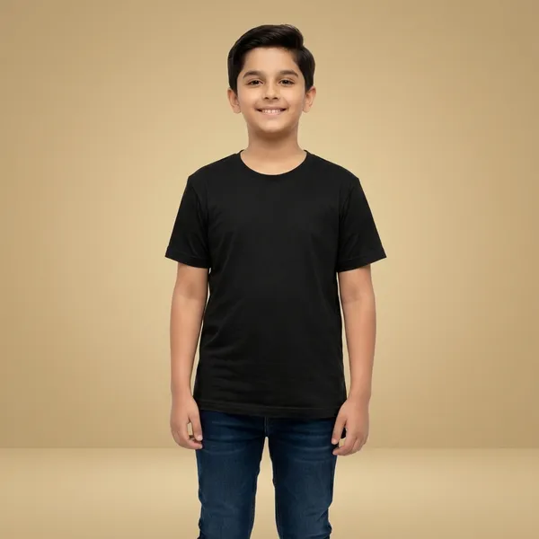 Black_Cotton_Round_Neck_Half_Sleeve_Plain_T_Shirt_For_Boys