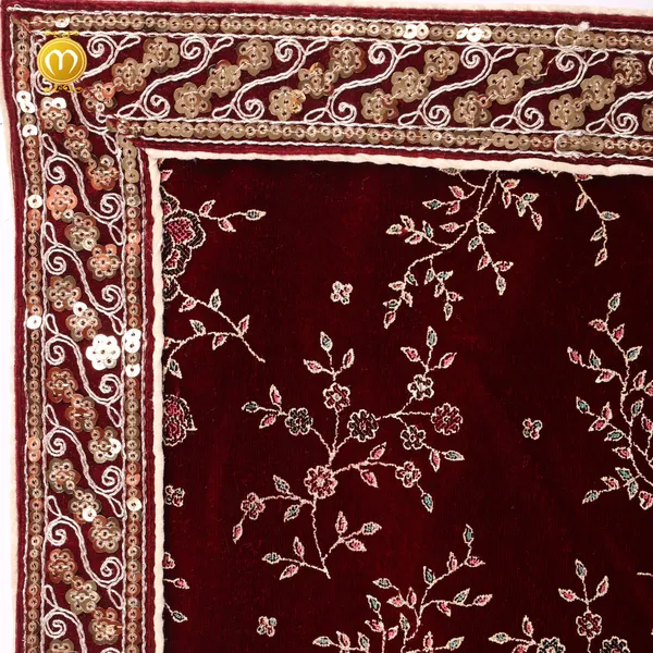 Maroon_Velvet_Print_Pagdi_Dupatta_set_Embroidered_Wedding_Turban_With_Kalgi_For_Men