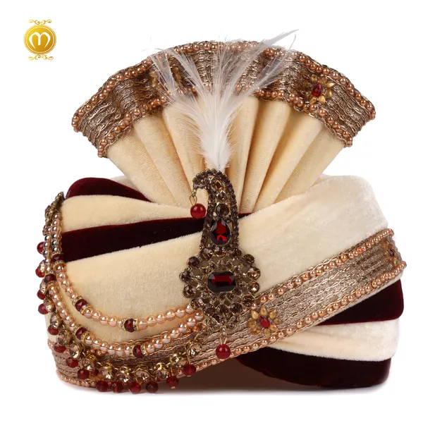 Pagdi_Velvet_Embellished_Wedding_Turban_Safa_With_Kalgi_For_Men