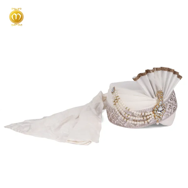 Pagdi_Dupatta_White_Soft_Silk_Pearl_Stone_Embellished_Wedding_Turban_For_Men