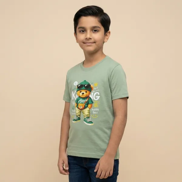 Light_Green_Cotton_Teddy_Bear_Graphic_Dtf_Print_T_Shirt_For_Boys