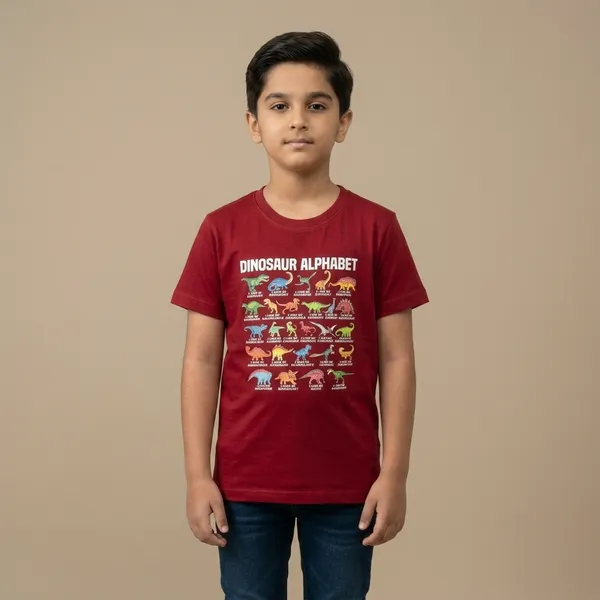 Maroon_100%_Cotton_Graphic_Dtf_Print_T_Shirt_For_Boys