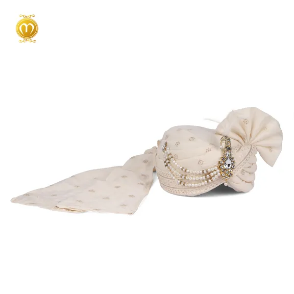 Pagdi_Dupatta_Cream_Light__Embroidery_Wedding_Turban_For_Men