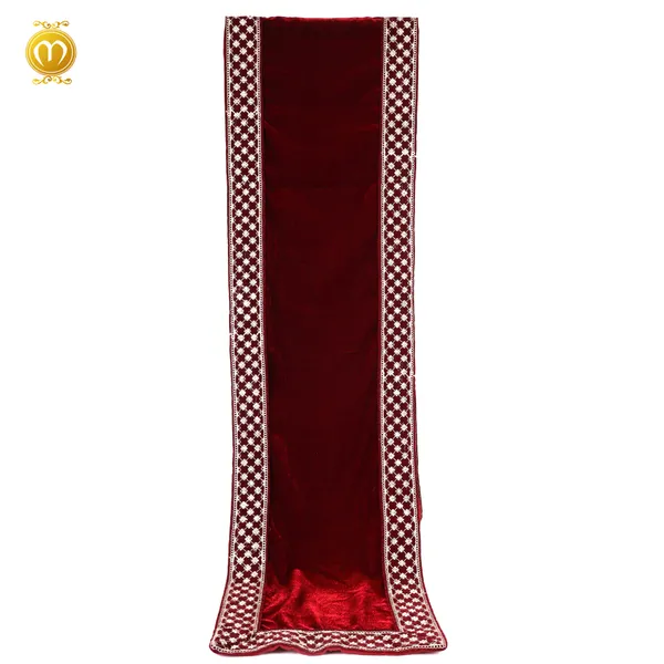 Maroon_Velvet_Pagdi_Dupatta__Embellished_Wedding_Turban_With_Stole_Set_For_Men