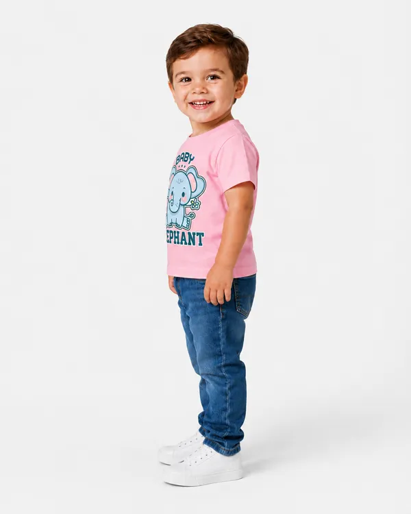 Pink_T-Shirt_100%_Cotton_Cute_Little_Eiephhant_Print_Haif_Sleeves_