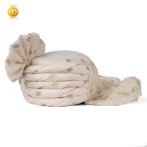 Pagdi_Cream_Silk_Bura__Embellished_Wedding_Turban_For_Men