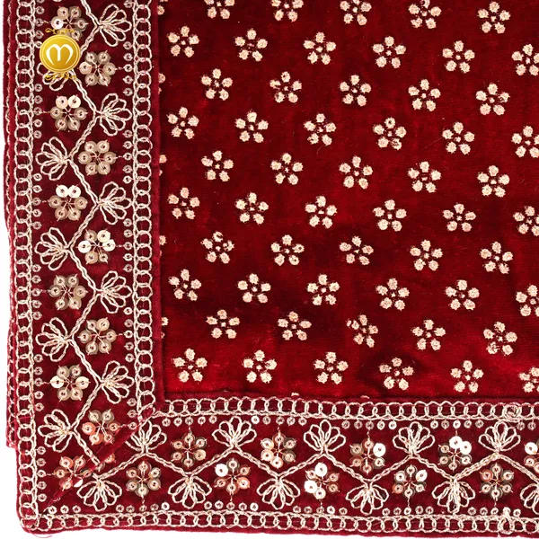 Maroon_Velvet_Floral_Print_Wedding_Turban_For_Men