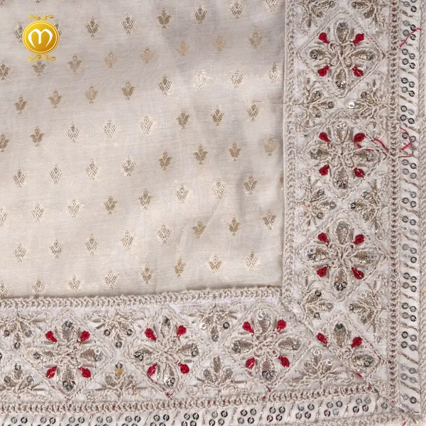 Cream_Art_Silk_Pearl_Stone_Embellished_Wedding_Turban_For_Men_Pagdi_Dupatta
