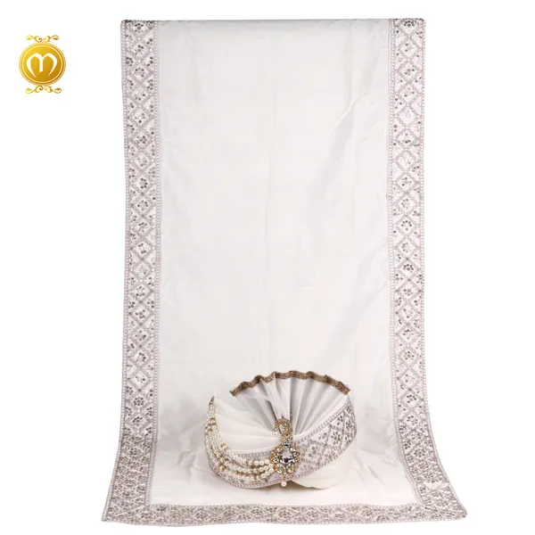 Pagdi_Dupatta_White_Soft_Silk_Pearl_Stone_Embellished_Wedding_Turban_For_Men