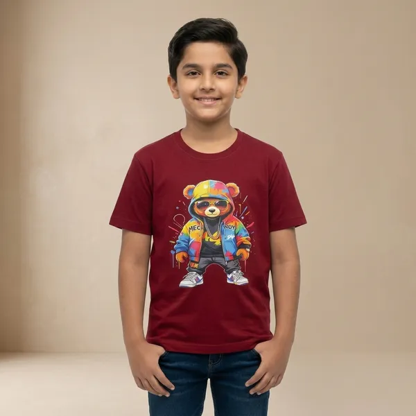 Maroon_100%_Cotton_Graphic_Dtf_Print_T_Shirt_For_Boys