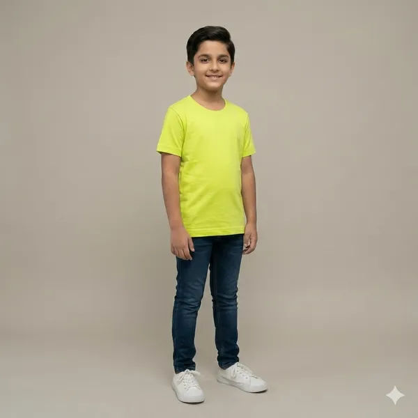 Neon_Green_Cotton_T_Shirt_Plain_For_Boys