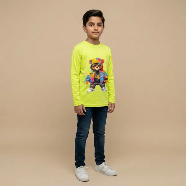 Neon_Green_100%_Cotton_Full_Sleeve_Graphic_Dtf_Print_T_Shirt_For_Boys