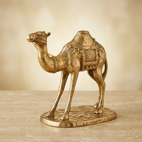Golden_Metal__Brass_Engraved_Camel_Figurine