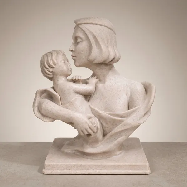 Beige_Polyresin__Stone_Mother_And_Child_Figurine