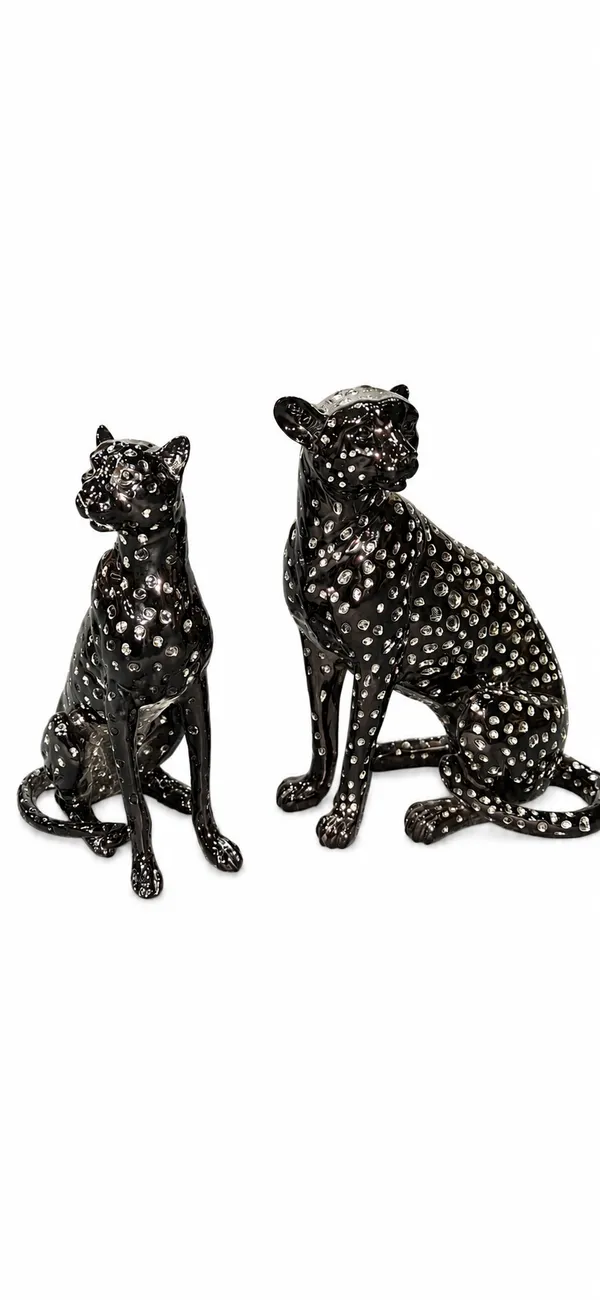 Silver_And_Black__Panther_Siting_Set_Of_Scultures_Figurine