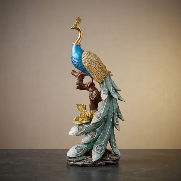 Blue_And_Golden_Blue_And_Gold_Peacock_Statue