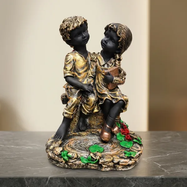 Multicolor_Boy_And_Girl_Sitting_Garden_Figurine