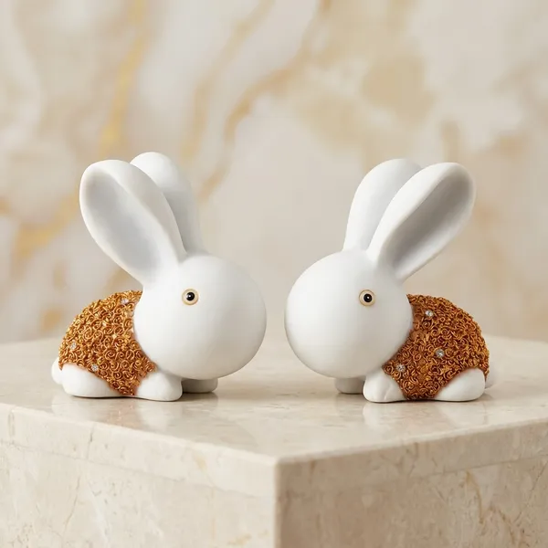 Golden_And_White_The_Decor_Culture_While_Marble_Rabbit_Figurine