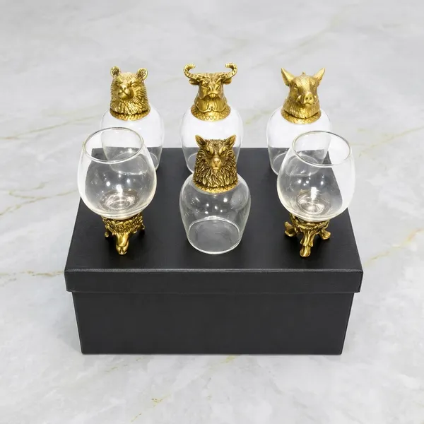 Golden_Forest_Creatures_Glass_And_Brass_Bottom_Set