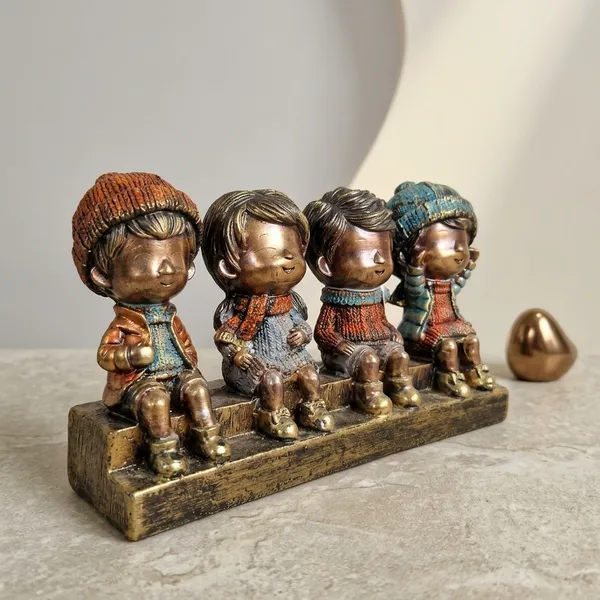 Multicolor_Polyresin_Antique_Bronze_Children__Wooden_Base_Figurine_Set