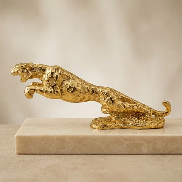 Golden_Polyresin_Metallic_Finish_Jaguar_Figurine