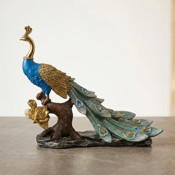 Multicolor_Polyresin_Peacock_Statue_Figurine