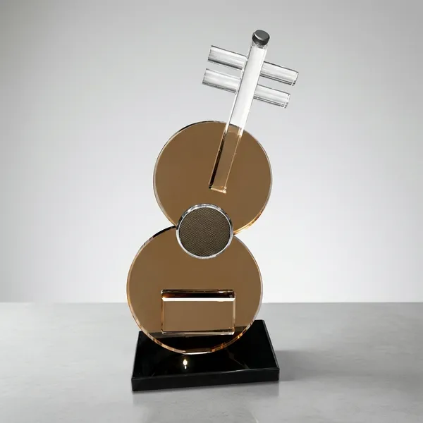 Golden_And_Black_Retro_Guitar_Crystal_Ornament_Figurine