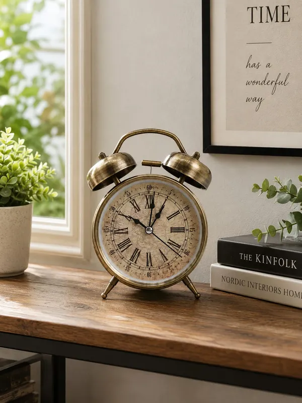Copper_Metal_Golden_Brown_Vintage_Twin_Bell_Roman_Numeral_Alarm_Clock