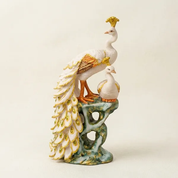 Multicolor_White_And_Golden_Shade_Peacock_Pair_Statue
