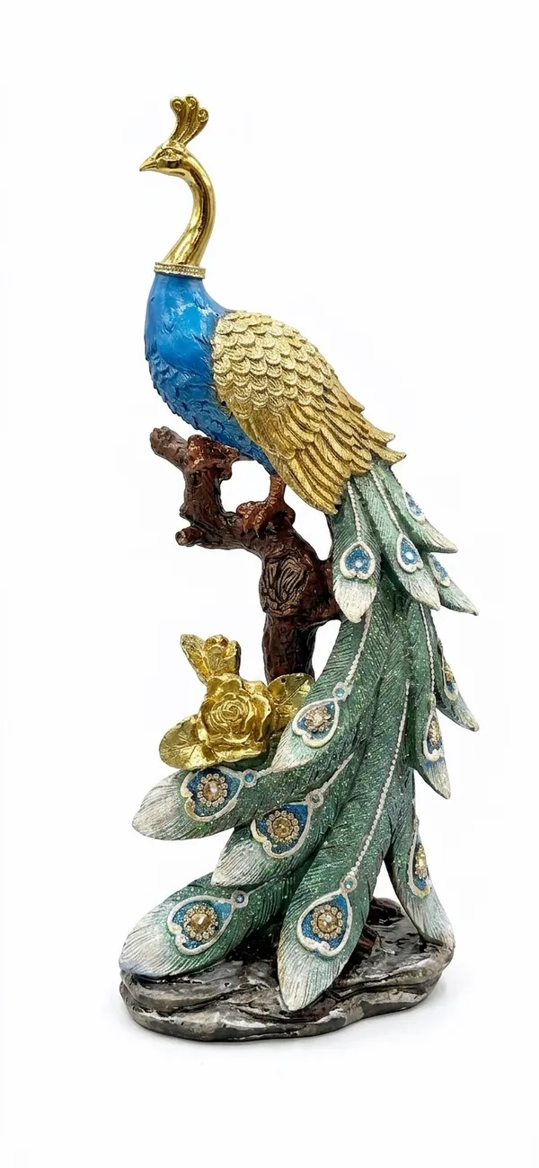 Blue_And_Golden_Blue_And_Gold_Peacock_Statue