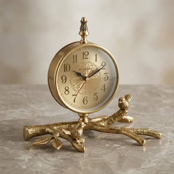 Golden_Metal_Nature_Inspired_Branch_Bird_Accent_Table_Clock