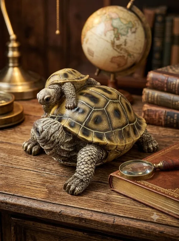 Brown_And_Golden_Mother_And_Child_Turtle_Figurine