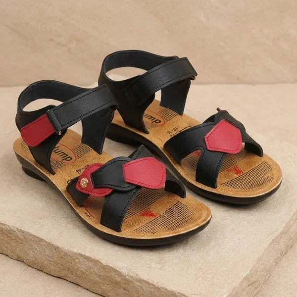 Multicolor_PU_Printed_Velcro_Comfort_Flat_Sandals_-_Pack_of_2