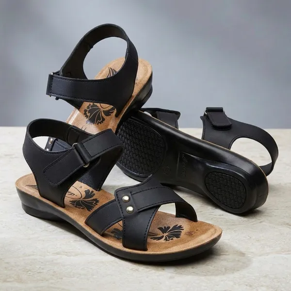 Multicolor_PU_Velcro_Open_Toe_Flat_Sandals_-_Pack_of_2