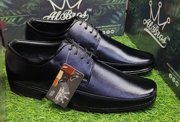 Black_Synthetic_Leather_Lace-Up_Square_Toe_Derby_Shoes_For_Men