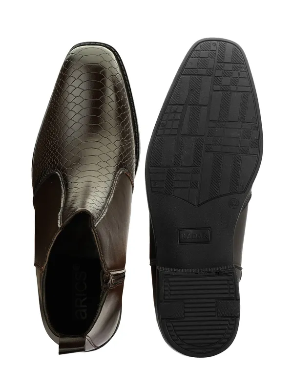 Brown_Textured_Chelsea_Boots_With_Side_Zipper_For_Men