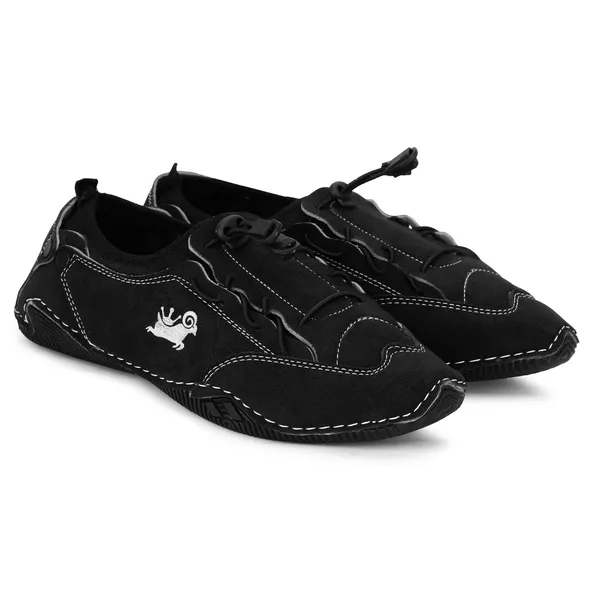 Black_Casual_Slip-On_Shoes_With_White_Stitching_And_Leaf_Logo_For_Men