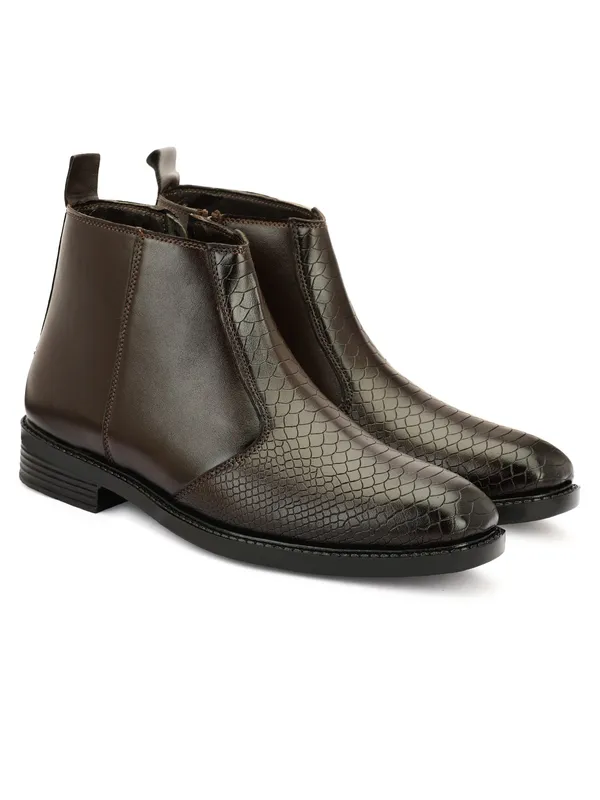 Brown_Textured_Chelsea_Boots_With_Side_Zipper_For_Men