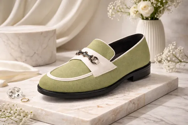 Olive_Green_And_White_Chain_Loafers_For_Men