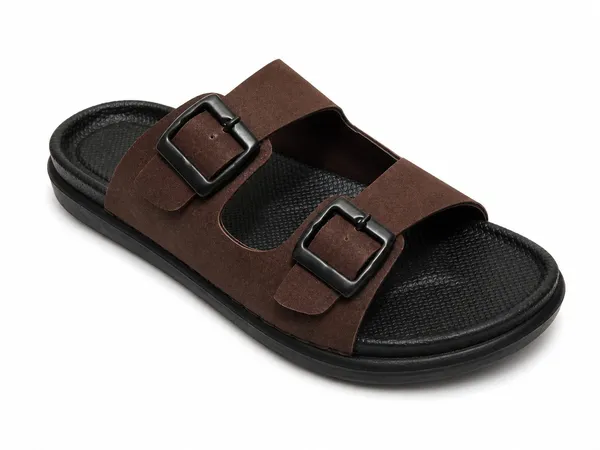 Brown_Dual-Buckle_Comfort_Slides_With_Textured_Footbed_For_Men