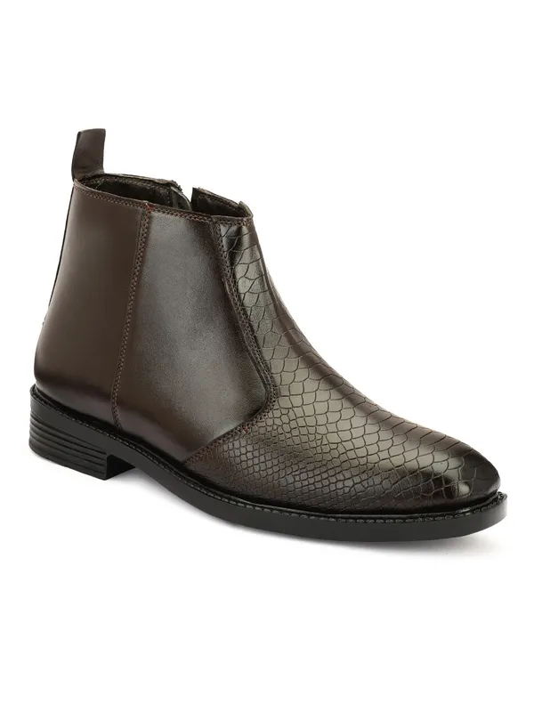Brown_Textured_Chelsea_Boots_With_Side_Zipper_For_Men